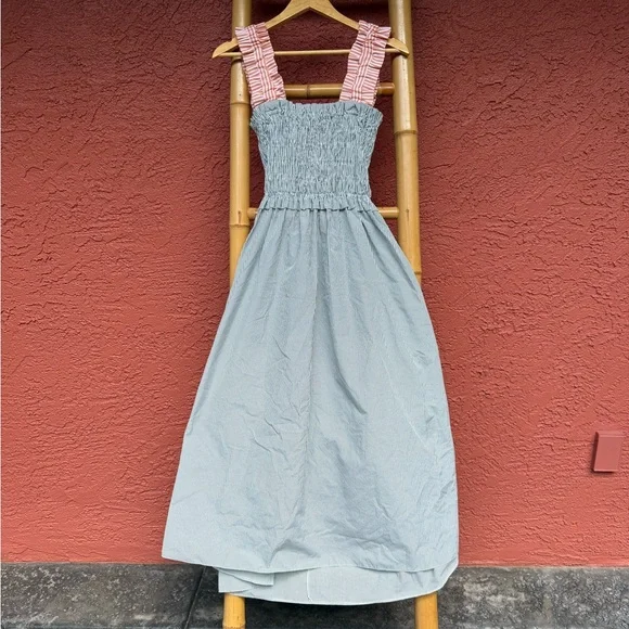 TopShop Gray and Terracotta Smocked Dress - Picture 1 of 7